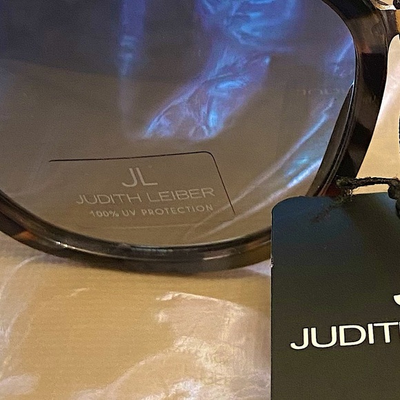 Judith Leiber New Danica Brown Abstract Design Large Cat Eye Shaped Sunglasses - Picture 5 of 6